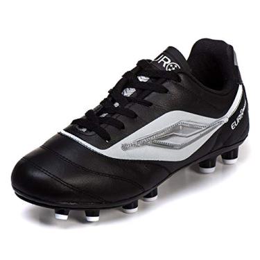 Imagem de Chuteira Adulto Couro Futebol Campo 4614CA - AS099 Cor:Preto-Branco;Tamanho:37