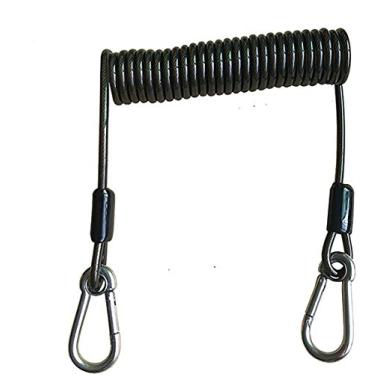 Imagem de Cordão retrátil para ferramentas, cordão enrolado para pesca, interior de aço inoxidável resistente para pesca, cabo de extensão de corda de segurança, para ferramentas de pesca em alto mar, vara de caiaque, com mosquetão - 2 peças