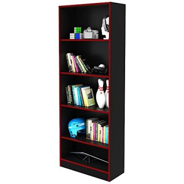 Imagem de Armário Prateleiras para Escritório Home Office Gamer ME4141 MDP Preto/Vermelho G69 - Gran Belo