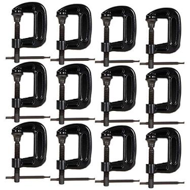 Imagem de Abuff Conjunto de braçadeiras C de 2,5 cm, pacote com 12 grampos de ferro de qualidade, grampos para trabalhos em madeira, soldagem e construção