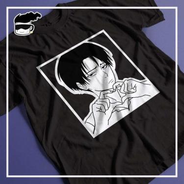 Imagem de Camiseta Attack On Titan Levi 100% Algodão Preta - Kamiseta Otaku