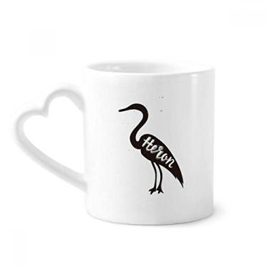 Imagem de Grey Heron Caneca animal preta e branca café cerâmica copo de coração de vidro