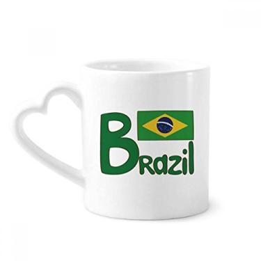 Imagem de Caneca com estampa verde bandeira nacional do Brasil caneca café cerâmica copo de coração de vidro