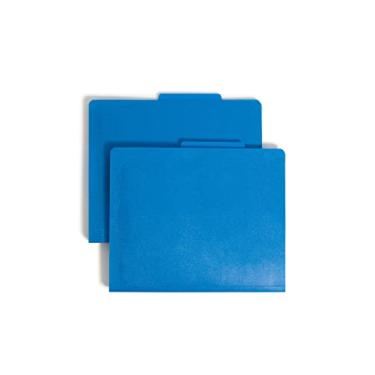 Imagem de Smead Pasta de classificação de poliéster, 2 divisores, expansão de 5 cm, aba de 2/5 recortes, tamanho de letra, azul, 10 por caixa (14045)