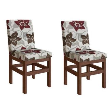 Imagem de Conjunto De 2 Cadeiras Zima Suede Tabaco E Floral - Zamarchi