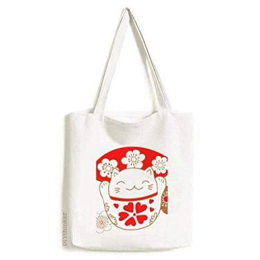 Imagem de Cherry Blossoms Lucky Fortune Cat Japão, sacola de lona, bolsa de compras, bolsa casual