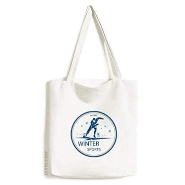 Imagem de Bolsa esportiva de inverno com estampa de roupa de esqui e botas, bolsa de compras, bolsa casual