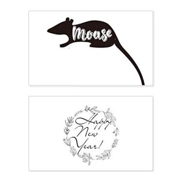 Imagem de Mouse preto e branco animal ano novo festival cartão felicitações mensagem presente