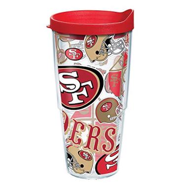 Imagem de Tervis Copo térmico de plástico feito nos EUA com parede dupla NFL San Francisco 49ers mantém as bebidas frias e quentes, 700 ml, por todo o lado