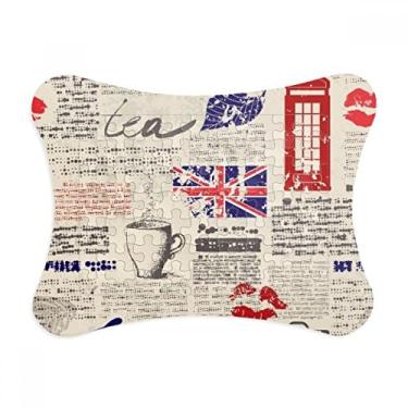 Imagem de Jornal Lips Kiss Coffee Bandeira do Reino Unido Moldura de quebra-cabeça Decoração de imagem Enfeite de jogo