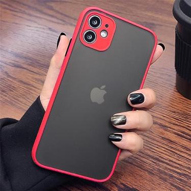 Imagem de Armor Matte Case para iPhone 14 13 12 11 Pro Max XR XS X 7 8 Plus SE Mini Luxury Silicone Bumper Capa dura transparente, vermelho, para iPhone13 Pro Max