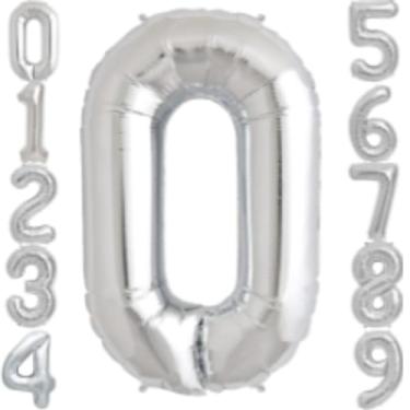 Imagem de Genérico Balão Metalizado Numero Gigante Prata, 100cm, 1 Un, Unissex