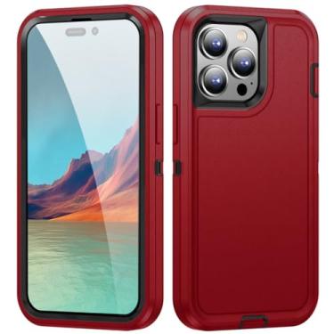 Imagem de Capa armadura 3 em 1 para iPhone 11 12 13 14 Pro Max 15 Plus 6s 7 8 SE 2022 X Xs XR Capa traseira de plástico TPU, vermelho, preto, para iPhone 11