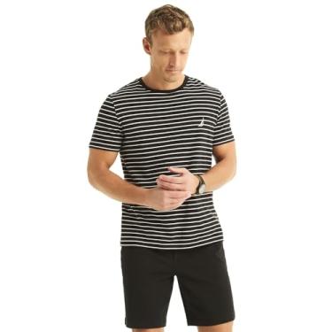 Imagem de Nautica Camiseta masculina J-Class, (Nova Coleção) Listrado Preto/Branco, M