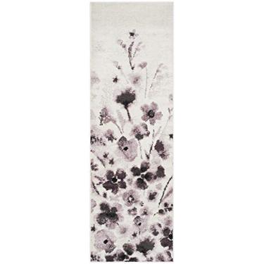 Imagem de SAFAVIEH Adirondack Collection 6 cm x 20 cm Marfim/Roxo ADR127L Floral Aquarela Sem Descamamento Sala Entrada Hall Corredor Quarto Corredor Tapete