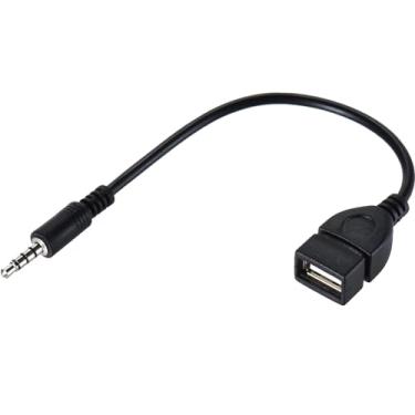 Imagem de Cabo conversor adaptador OTG Warmstor 3,5 mm (1/8 polegadas) AUX de áudio macho para USB 2.0 fêmea para reproduzir música com U-Disk no seu carro...