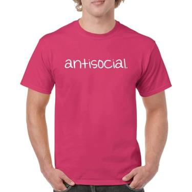 Imagem de Camiseta anti-social engraçada humor introvertido pessoas sugam ficar em casa anti social clube sarcástico geek camiseta masculina, Rosa choque, XXG