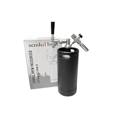 Imagem de Mini barril de 3,628 g Growler Sistema de torneira de cerveja carbonatada de aço inoxidável 304 Dispensador de cerveja pressurizado, sistema portátil de dispensador de cerveja doméstico artesanal