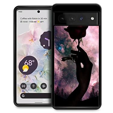 Imagem de ZHEGAILIAN Capa compatível com Google Pixel 7 Pro, Black Rose Moon Pixel 7 Pro para meninas, capa protetora antiderrapante de TPU macio à prova de choque compatível com Google Pixel 7 Pro de 6,7