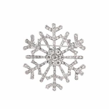 Imagem de Broche de floco de neve de strass de Natal elegante inverno branco flor de gelo chique cristal zircônia cúbica broches para mulheres homens casamento nupcial natal ano novo roupas vestido terno casaco
