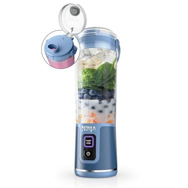 Imagem de Ninja Liquidificador portátil Blast, sem fio, recipiente de 510 g, liquidificador pessoal para shakes e vitaminas, sem BPA, tampa à prova de vazamento e bico, recarregável com USB-C, peças seguras