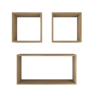 Imagem de Kit Com 3 Nichos Decoração Quarto Madeira Retângular