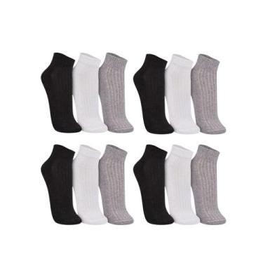 Imagem de Kit Com 12 Pares De Meias Unissex Cano Curto Trifil Algodão, Multicor,