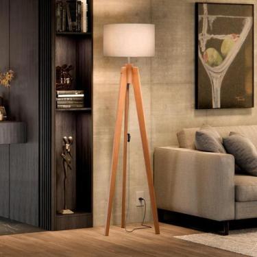 Imagem de Luminária de Chão Decorativa p/ Salas e Quartos Cúpula Palha - UniDeco