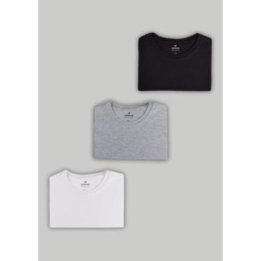 Imagem de Kit Com 3 Camisetas Femininas Básicas - Hering, M, Branco preto cinza