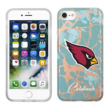 Imagem de Prime Brands Group Capa de celular para Apple iPhone 8/7/6S NFL licenciado Arizona Cardinals, azul-petróleo e mármore rosa dourado