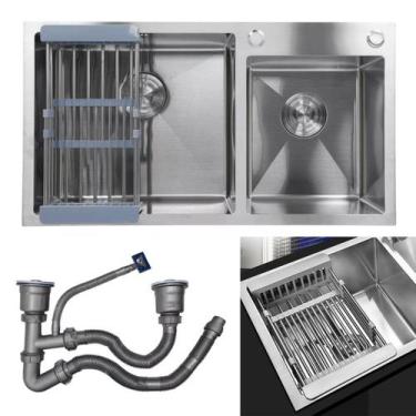 Imagem de Cuba Cozinha Dupla Goumert Aço Inox Escorredor Luxo Lava Louça Aliment