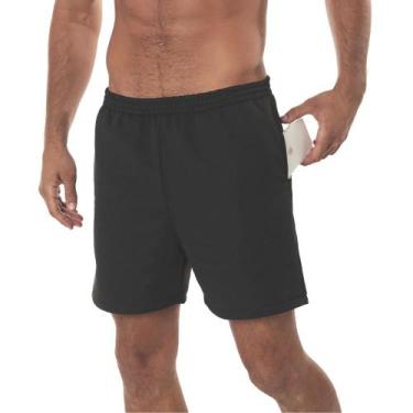 Imagem de Bermuda Short Moletom Masculina Casual Esportiva Lisa Básica Com Bolso