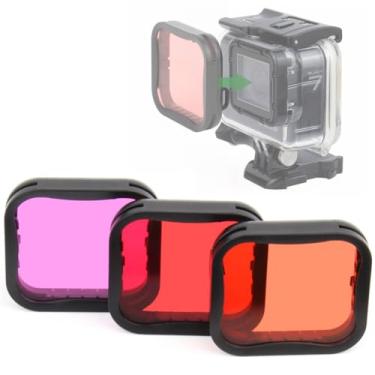 Imagem de GEPULY Pacote com 3 filtros de mergulho (vermelho, vermelho claro, magenta) para GoPro Hero 5 6 7 Black Hero (2018) Super Suit Housing - Correção de cor em mergulho, mergulho com snorkel e fotos e