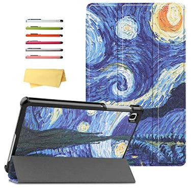 Imagem de UUcovers Capa para Samsung Galaxy Tab A7 Lite de 8,7 polegadas 2021 SM-T225/T220, capa ultrafina com suporte de visualização em vários ângulos, à prova de impacto, couro de poliuretano, parte traseira rígida, leve, óculos de van, noite estrelada