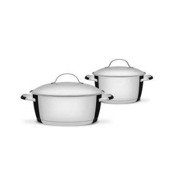Imagem de Conjunto de Caçarolas Allegra Inox 2 Peças Fundo Triplo 18 e 22 Cm - T