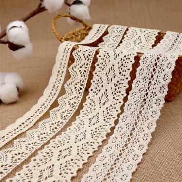 Imagem de ZNZAKKA Fita de renda bege 8 metros de algodão com acabamento em crochê para artesanato, embrulho de presente, decoração de casamento