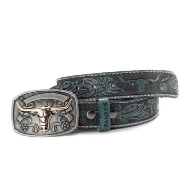 Imagem de Cinto Country Masculino Estampado Couro Fivela Boi com Fivela Grande -