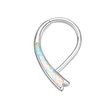 Imagem de VOJO G23 Anel de argola de septo de titânio 16G Daith Teardrop Tragus Piercing Clicker Nose Jewelry for Women, Small, Titânio, Zircônia cúbica