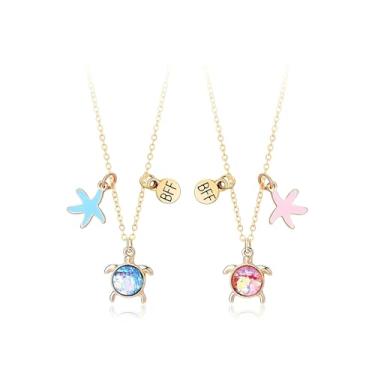 Imagem de MIFYNN Conjunto de 2 colares para melhor amiga, amizade, estrela-do-mar, tartaruga, golfinho, joias para melhores amigas, presentes para irmã melhor amiga, Large, Zinco, Sem Pedra Preciosa