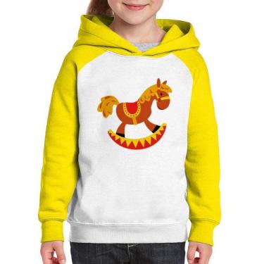 Imagem de Moletom Infantil Cavalo Balanço - Foca na Moda, Branco, Amarelo, 4