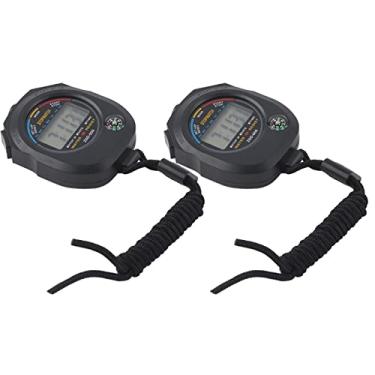 Imagem de Timer de Cronômetro Digital LCD de Mão Multifuncional para Esportes de Corrida Nadando 2 Pcs