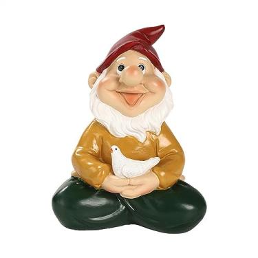 Imagem de Decoração de jardim Enfeites de anões segurando pombas brancas, jardim, decoração ao ar livre, resina, artesanato, presentes Estátua de jardim