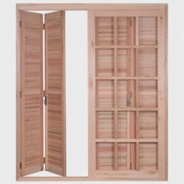 Imagem de Porta de Madeira Balcão Pantográfica 213x140cm com Batente de14cm ewk 470 Rondosul