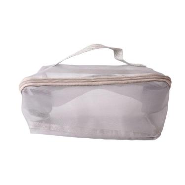 Imagem de Necessaire De Tela Com Divisória Leve E Organizada Miss Frandy Cinza