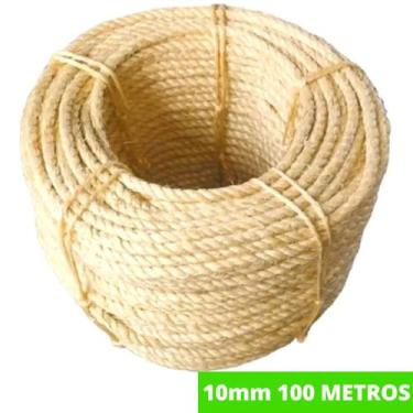 Imagem de Corda De Sisal Natural Rolo 10mm 100 Metros Rasada Arranhador Para Gat
