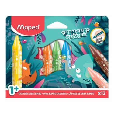 Imagem de Giz de cera jungle fever jumbo 12 cores   861400 - MAPED
