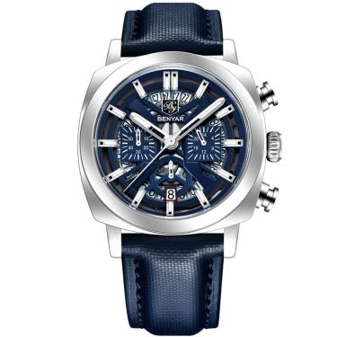 Imagem de Relógio De Quartzo Mostrador Luminoso Benyar Masculino Design Tonneau Impermeavel Azul...