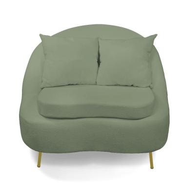 Imagem de Poltrona Decorativa Orgânica Pé Ferro Dourado Zaya Bouclê Menta C05 - D\'rossi
