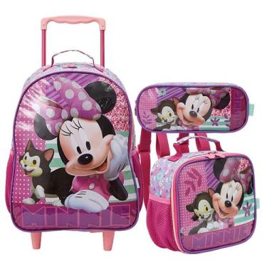 Imagem de Kit Mochila Infantil Minnie Grande Rodinha Escolar Xeryus