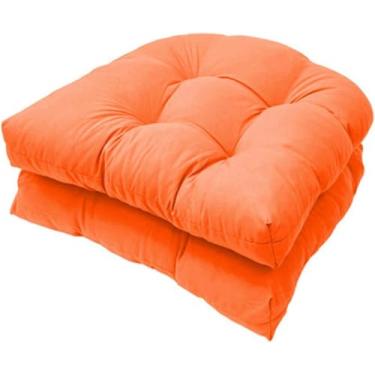Imagem de Almofada Em Forma De U Almofada De Assento De Sofá Para Uso Interno E Externo Almofada De Cadeira De Vime De Vime Para Móveis De Pátio, Orange, 2 pack (48 * 48cm)